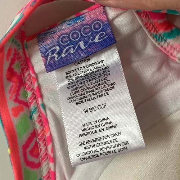 NWT Coco Rave 34B/C Amy halter push-up bikini top bright hot orange pink - Picture 7 of 9